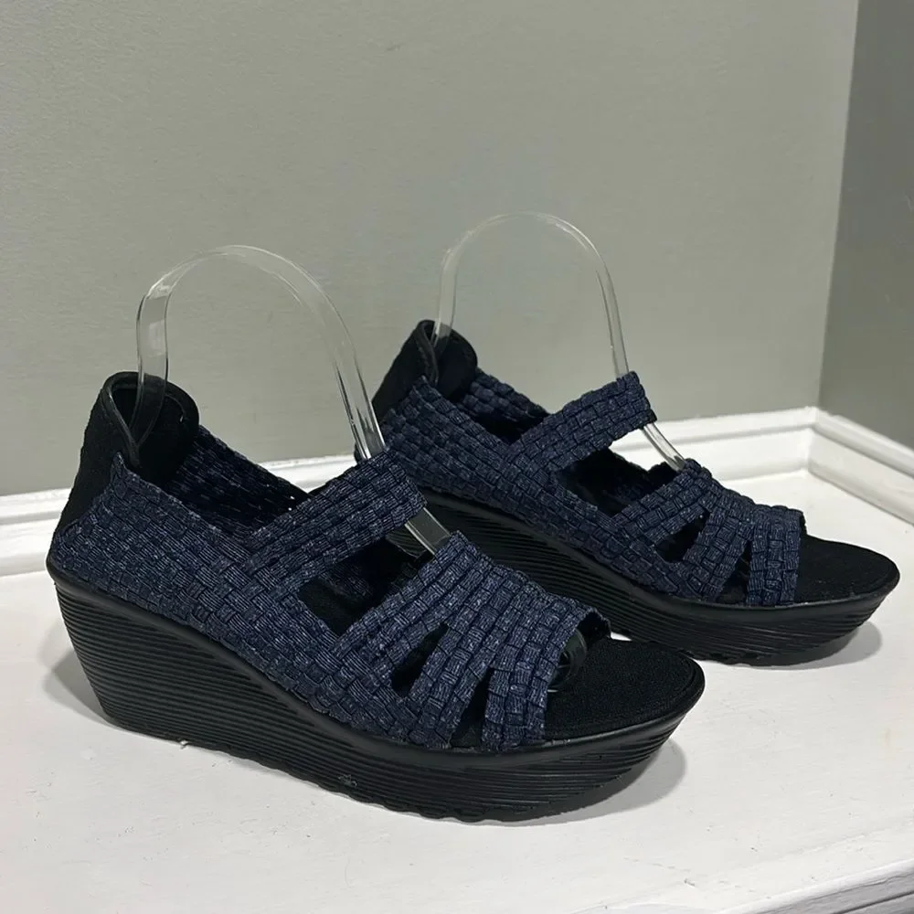 Blue Open Toe Summer/Spring Platform Wedge by White Mountain -size 8.5